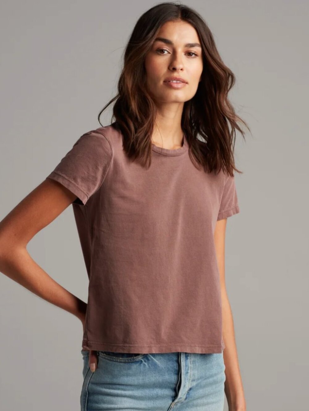 For Rowan Tyler Tee 100% Supima Cotton Small Brown